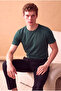 Men's 100% Cotton Dark Pine Green Short Sleeve Crew Neck Basic T-Shirt Olav - 3