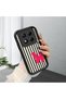 Redmi Note 14 Pro Plus+ 5g Compatible Black Silicone Case with Black and White Stripes Butterfly Pattern Camera Protection Shock Absorbing