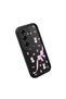 Samsung Galaxy S25 Plus Compatible Black Silicone Case Cat-Pink Ribbon Flower Pattern Camera Protection Shock Absorbing - 3