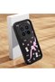 Vivo X200 Pro Compatible Black Silicone Case Cat-Pink Ribbon Flower Pattern Camera Protected Shock Absorbing - 2