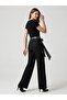 Patterned Scarf Belted Stone Embroidered High Waist Wide Leg Pants 2903 - 3