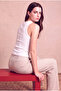 Women's Cotton White Sleeveless Crew Neck Ribbed Undershirt Sanne - 4