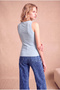 Women's Cotton Stone Blue Sleeveless Crew Neck Ribbed Undershirt Sanne - 6