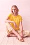 Women's 100% Viscose Yellow Folded Short Sleeve Crew Neck Relaxed Cut T-Shirt Silje - 2