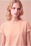 Women's Cotton Dusty Rose Folded Short Sleeve Detailed Low Shoulder Crew Neck T-Shirt Palma - 2