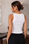 Women's Round Neck Ribbed Sleeveless Basic White Blouse 001 - 8
