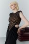 Black Lace Detailed Low Waist Draped Long Dress - 4
