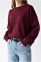 7021 women's crew neck oversized basic premium knit sweater - burgundy - 2