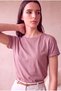 Women's Cotton Pink Folded Short Sleeve Detailed Off-Shoulder Crew Neck T-Shirt Palma - 6