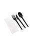 50 PCS Black Plastic Cutlery Set Spoons Knives Forks Napkins Set Disposable Cutlery Set Individually Wrapped Plastic Cutlery Disposable Spoons Disposable Fork Plastic Spoon Heavy Duty Plastic Utensils