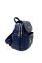 Navy Blue Women's Medium Size Faux Leather Backpack Snm1449 - 3