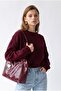 7021 women's crew neck oversized basic premium knit sweater - burgundy - 5