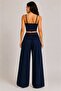 Navy Blue Corset & Palazzo Pants Two-Piece Set - 5