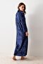 Long Sleeve Zippered Flexible Viscose Velvet Dress - 7