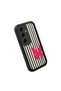 Samsung Galaxy S25 Plus Compatible Black Silicone Case with Black and White Stripes Butterfly Pattern, Camera Protection, Shock Absorption - 3