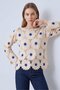 Blue Embroidery Detailed Daisy Motif Knitted Blouse - 3