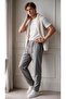 Men's Light Smoked Elastic Waist Lace-Up Straight-Leg Jogger Relaxed Fit Pants - 3