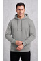 Men's Gray 3 Thread Hooded Sweatshirt with Kangaroo Pocket - 8