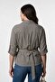 Bb Women's Striped Belted Pocketed Long Sleeve Shirt - 2