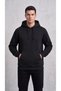 Men's Black 3-Thread Hooded Sweatshirt with Kangaroo Pocket - 3