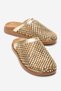 Paris Genuine Leather Stoned Mesh Transparent Trendy Slippers Gold / Golden Early Deal
