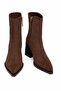 Elara Brown Suede Women's Daily Stylish Elegant Pointed Heeled Stretch Form Zippered Thick Boots Bootie - 3