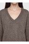 Ozmarka New Season Brown V-Neck Oversize Women's Knitwear Sweater - 3