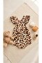 2614 Ruffled Bow Leopard Baby Romper Salopet - 2