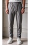 Men's Light Smoked Elastic Waist Lace-Up Straight-Leg Jogger Relaxed Fit Pants - 4