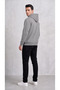 Men's Gray 3 Thread Hooded Sweatshirt with Kangaroo Pocket - 6