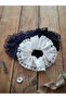 Triple Brode Lace Edged Medium Size Elastic Buckle Set – White Black Navy Blue