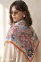 Patterned Orange - Blue Soft Scarf 90X90 - 3