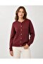 Women's Gold Buttoned Crew Neck Ribbed Knit Cardigan - 5