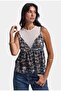 Women's Blue Plaid One-Piece Waist-Sitting Design Blouse - 7