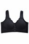 Women's Black Wave Detailed Front Snap Sports Bra - 3