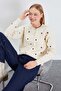 Floral Embroidered Buttoned Knitwear Cardigan