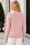 Women's Round Neck Long Sleeve Ruffled Collar Mesh Detailed Transparent Stylish Casual Powder Knitwear Sweater - 3