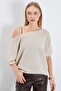 Openwork Boat Neck Casual Knitwear Blouse - 4
