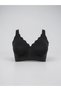 Women's Black Wave Detailed Front Snap Sports Bra - 5