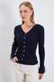 Lace Pearl Detailed V-Neck Slim Fit Knitwear Blouse - 4