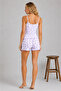 Women's Lilac Butterfly Patterned Strappy Shorts Pajama Set - 4