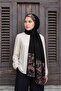 Twill Rose Scarf Combed Cotton Shawl - Black