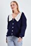 Lace-Up Baby Collar Buttoned Knitwear Cardigan - 4
