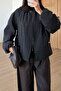 Navy Blue, Velvet Collar, Checked Bomber Jacket Per9766 - 5