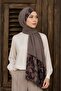 Twill Rose Scarf Combed Cotton Shawl - Dark Mink - 4