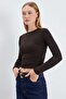 Basic Crew Neck Slim Fit Crop Blouse - 5