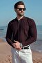 Plum Polo Collar Knitted Patterned Knitwear Men's Sweater E7507 - 4