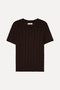 Women's Brown Fitted Crew Neck Short Sleeve Knitwear Sweater