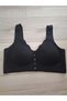 Women's Black Wave Detailed Front Snap Sports Bra - 4
