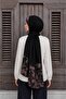 Twill Rose Scarf Combed Cotton Shawl - Black - 4